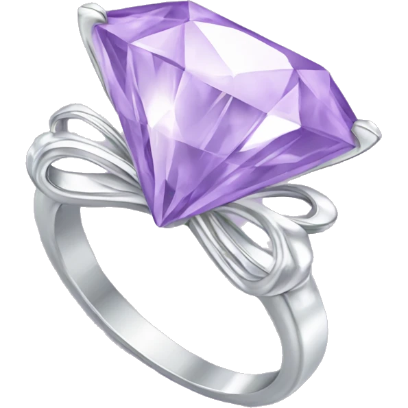 Silver diamond ring with a bow in light purple emoji