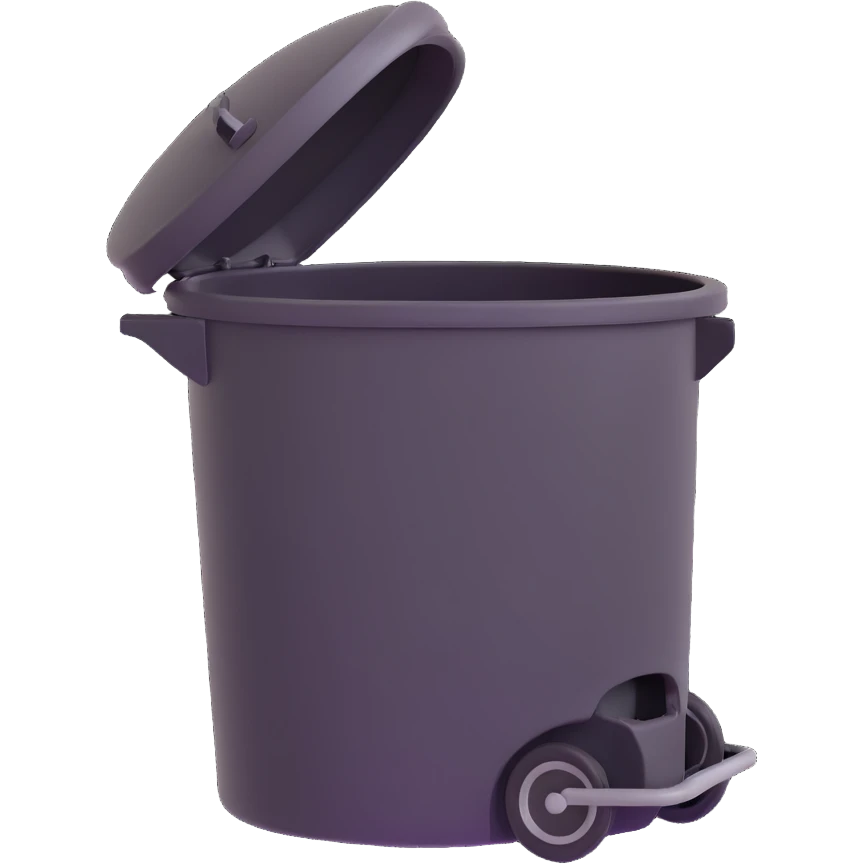 Draw a Pixar-style trash can. The view should be at a high angle. Do not use the face, eye, and mouth. emoji