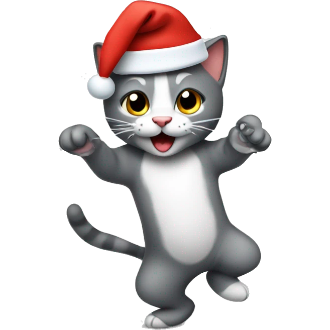 A cat dancing wearing a Santa hat  emoji