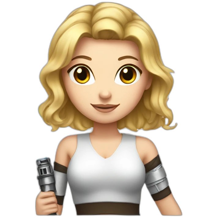 Sexy white girl holding lightsaber emoji