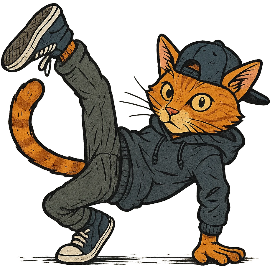 cat breakdancing, urban style emoji