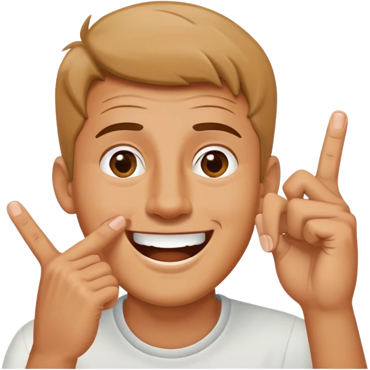 guy laughing with middle and pointer finger towards head emoji