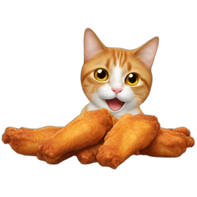 Cat eating chicken wings emoji