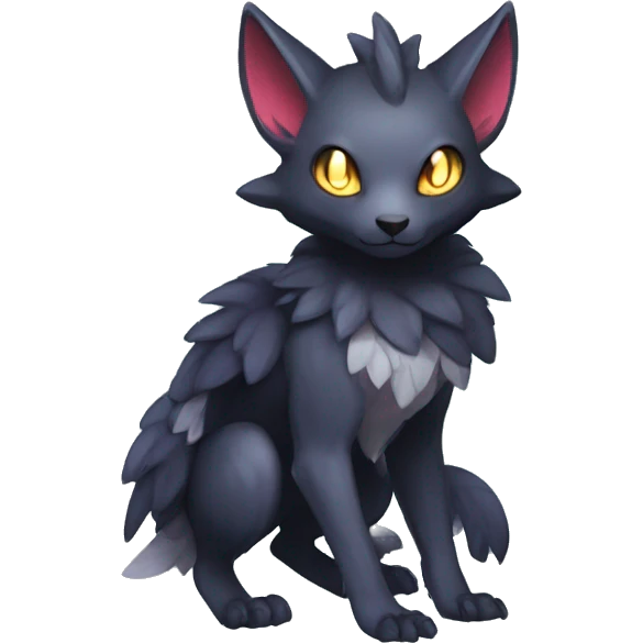 Cute cool shiny fantasy dark-shadow-themed animal hybrid Fakemon full body emoji