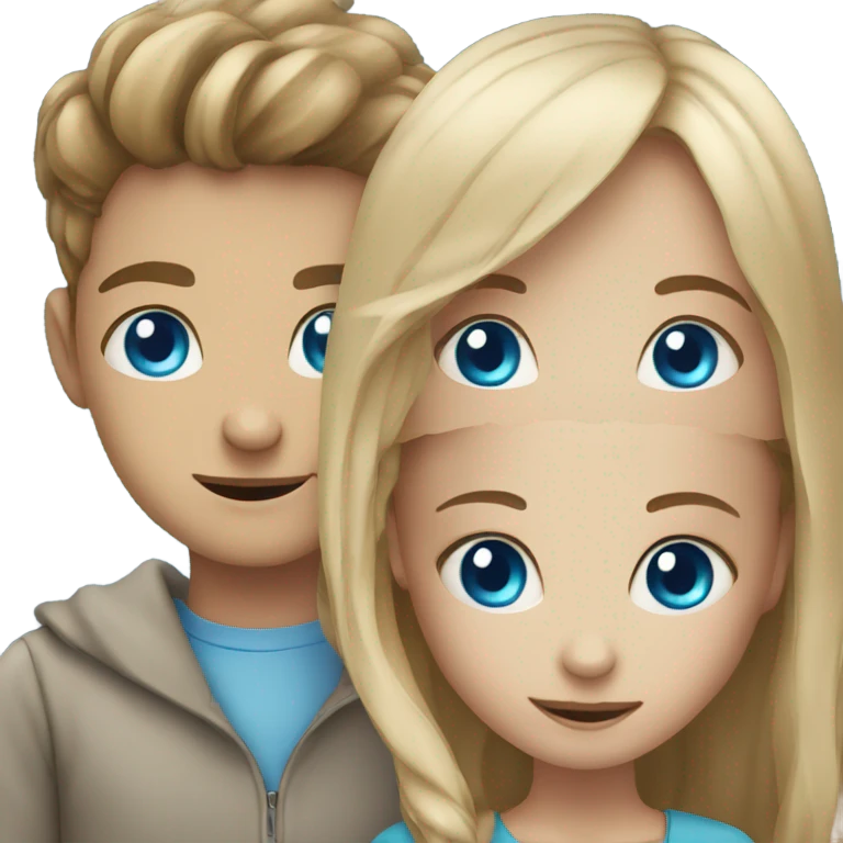 Girl and boy with blue eyes emoji