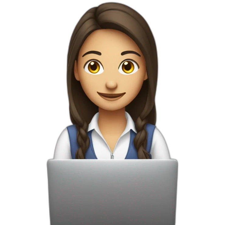 fille brune souriante qui travaille sur ordinateur emoji