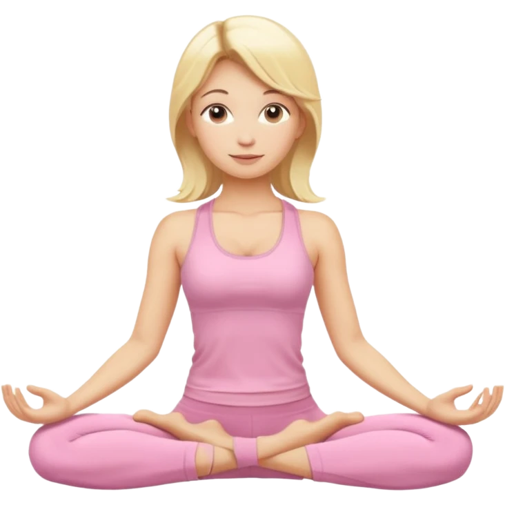 blonde yoga girl light pink clothes n emoji