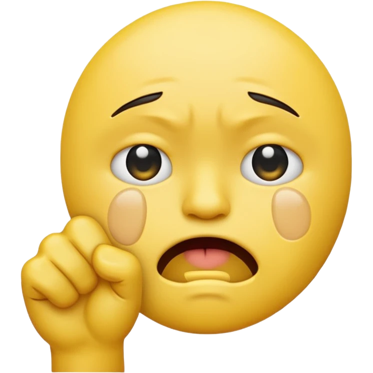 Crying emoji with the fist on the mouth emoji