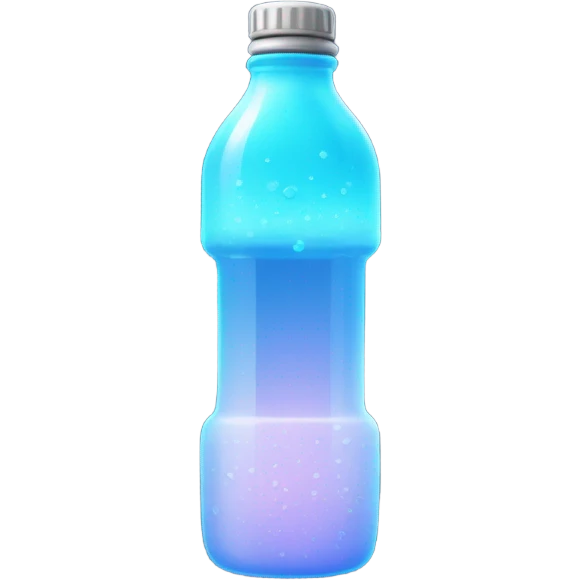A glowing water bottle with droplets. emoji