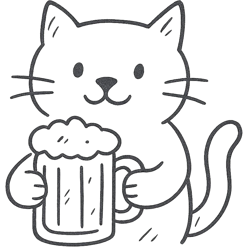 cat holding a beer emoji