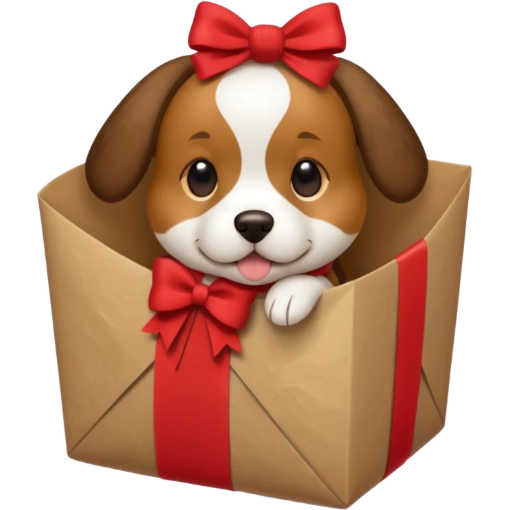 Dog in wrapped paper new yaer  emoji