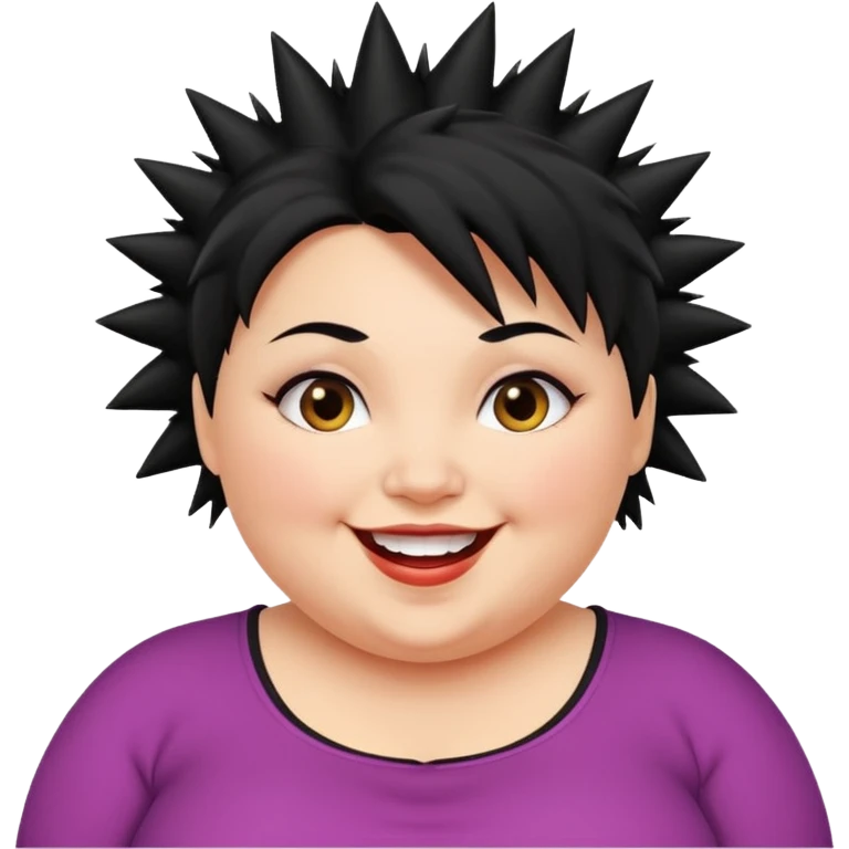 fat spiky haired happy woman emoji