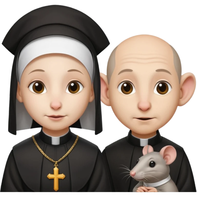 A female rat catholic nun and a male rat catholic priest emoji