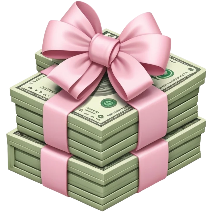 money stack with light pink bow emoji