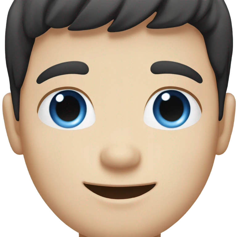 White boy named max black hair blue eyes square face smiling  emoji