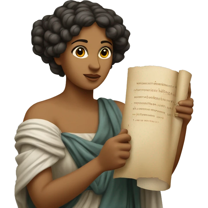 Sappho holds a scroll in her hand emoji