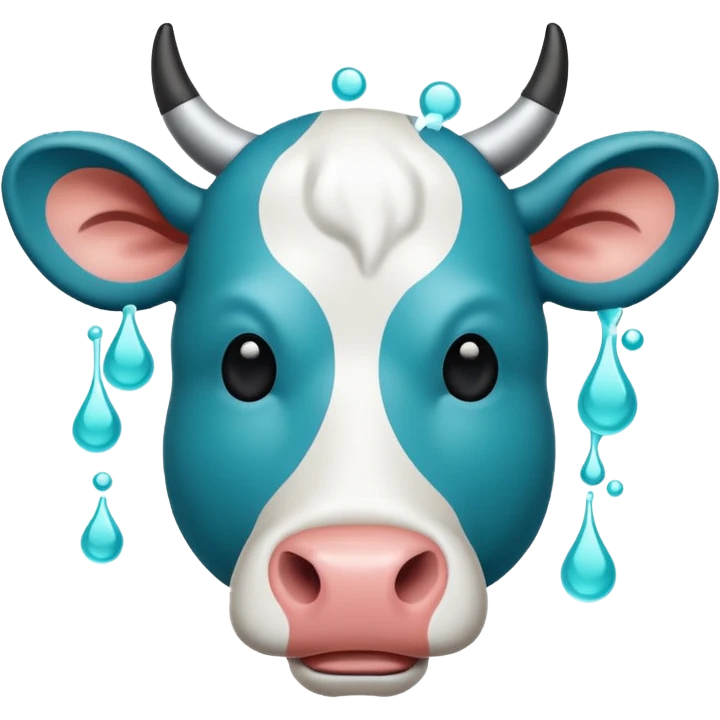 Flat emoji-style icon of a cow head with a virus symbol overlay, showing image-based disease detection. Bold outlines, minimal details, modern vector look, rounded shapes, high contrast, teal and blue accents, no text, transparent background. emoji