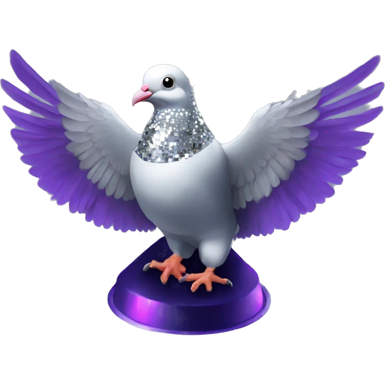 disco ball pigeon, open wings emoji