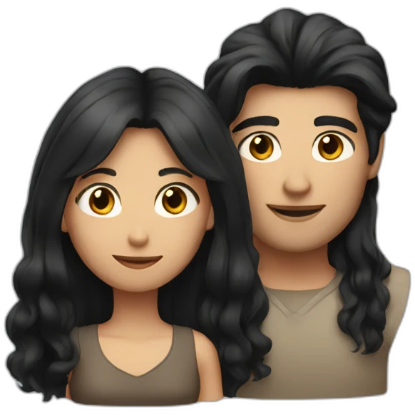 Men with Long black hair and girl with brown short hair emoji