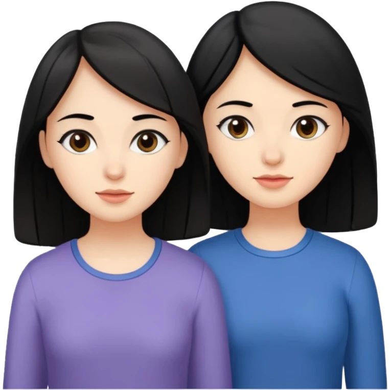 Two sisters one brunette one white with black hair one a little taller than the other.  emoji