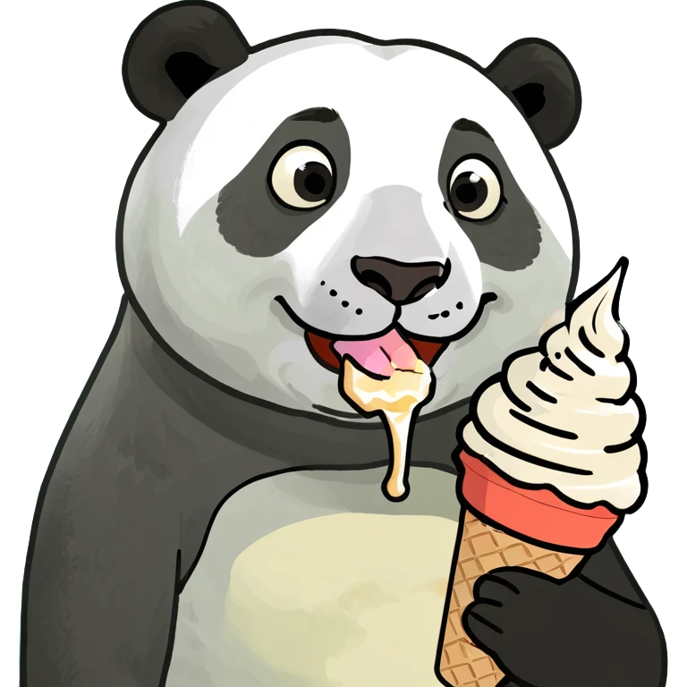Panda eating ice cream emoji