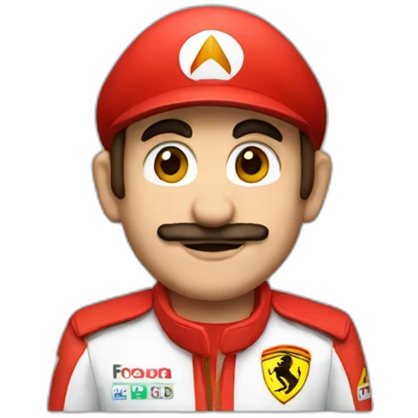 mario as ferrari formula one driver emoji