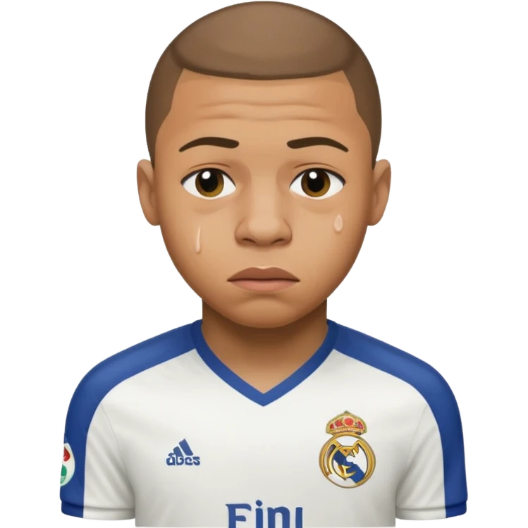 Mbappe crying with réal Madrid jersey on emoji