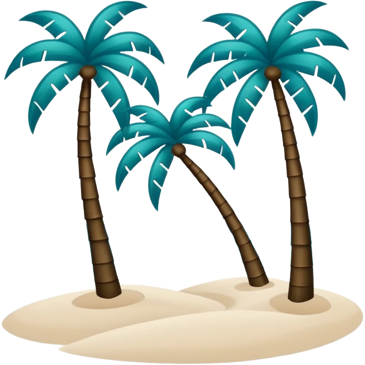 dark green palm trees, white sand, a little azure water on the edges, minimalism, iOS emoji style, transparent background, no smileys or faces emoji