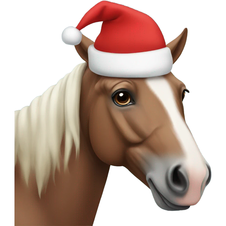 Horse wearing Christmas hat emoji