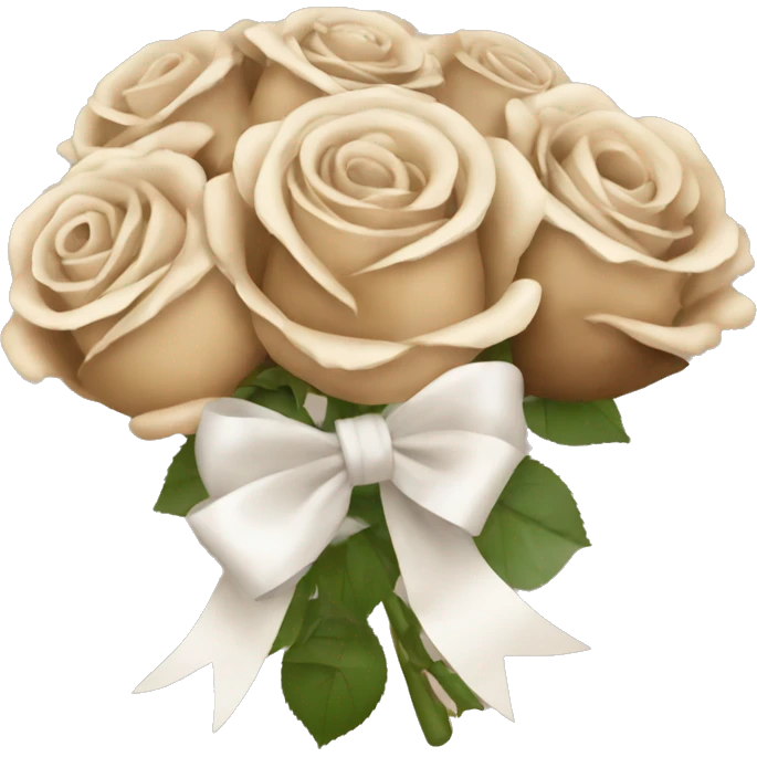 Beige and Brown roses Bouquet with white bow emoji