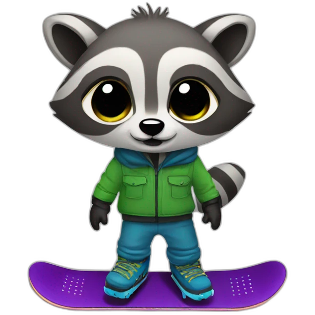 raccon snowboard emoji