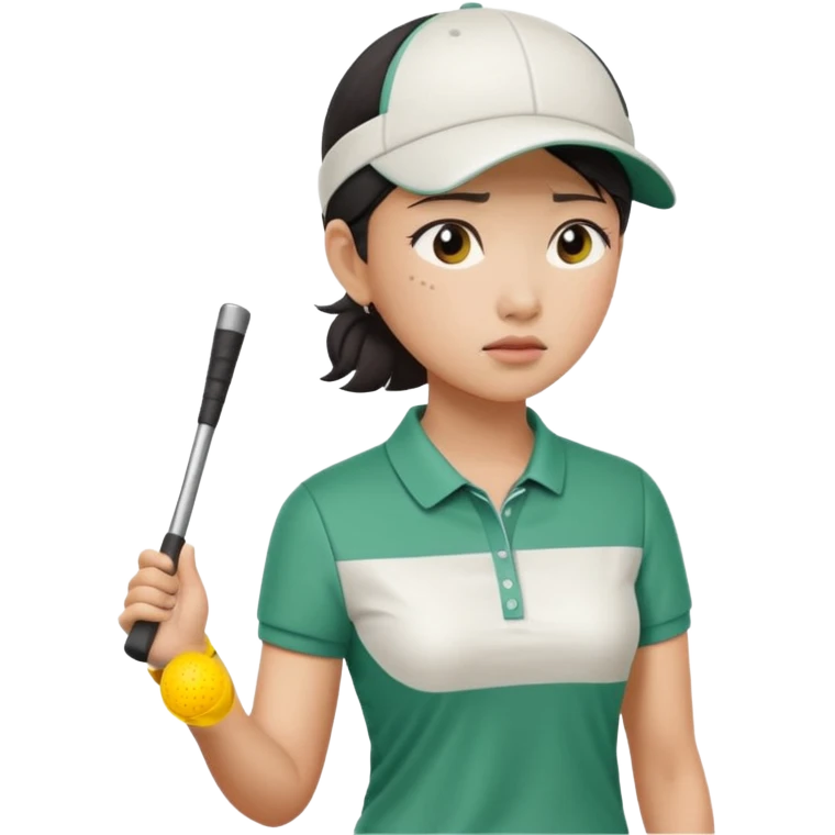 asian women golfer painful profile emoji