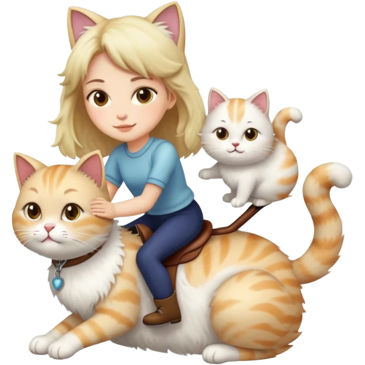 a girl riding a cat emoji