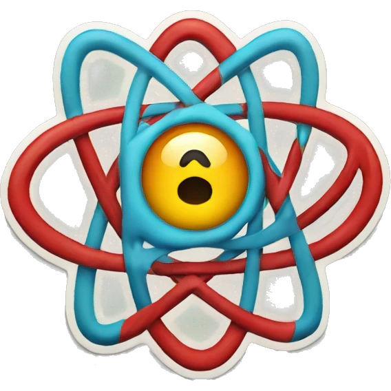 sticker of an atom with eyes and the letter "P" in the middle emoji