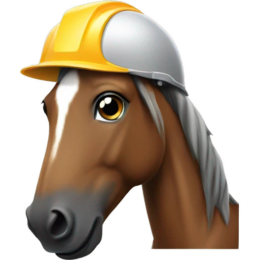 horse wearing a construction helmet emoji