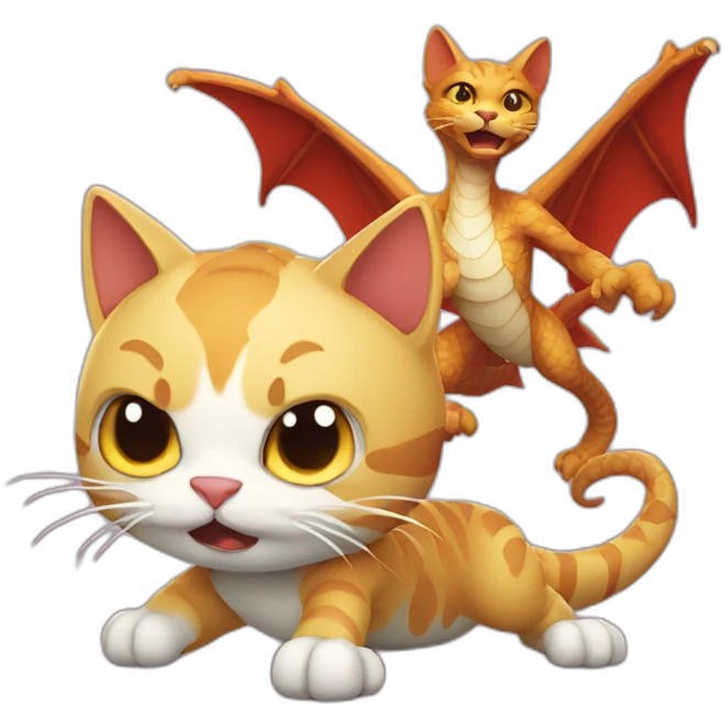 cat fighting dragon emoji