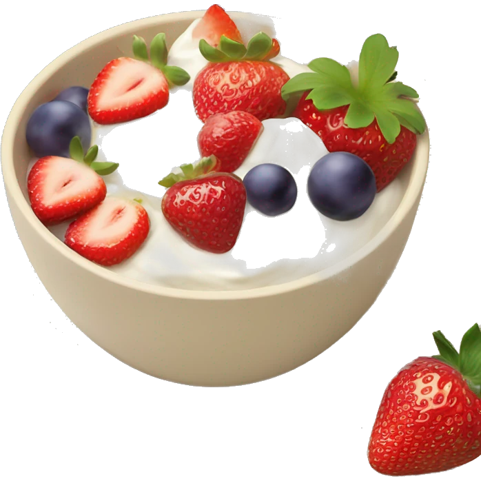 fruit yogurt bowl with strawberries and grapes beige  emoji