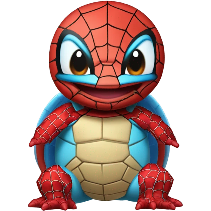 Squirtle disguised as spider Man emoji