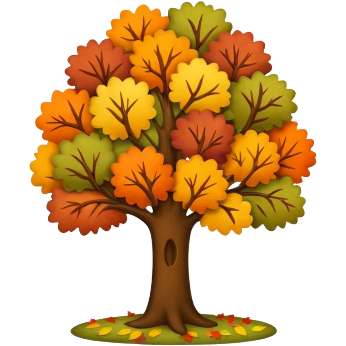 Fall tree with beautiful autumn colors, felt texture emoji