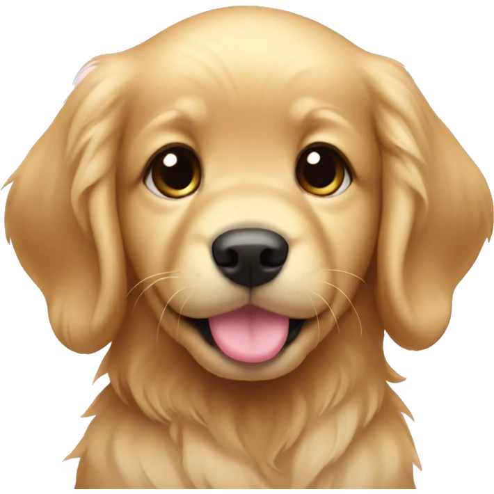 Golden retriever puppy with pink bow emoji