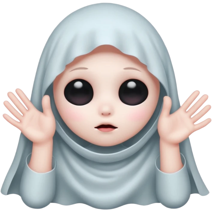Okay those are wonderful, now make the ghost cover his eyes with cute little hands. Make sure the blush and the cuteness is retained emoji