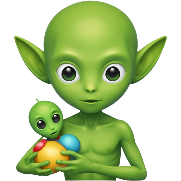 Green alien kid with toy


 emoji
