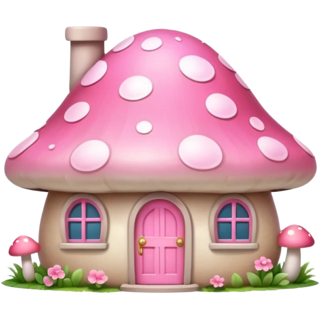 Girly pink tone cottage mushroom home emoji