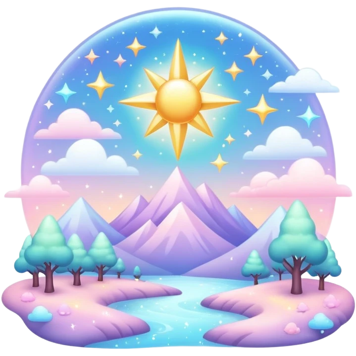 Pastel divine celestial glistening glossy sparkly shiny glittery scenery  emoji