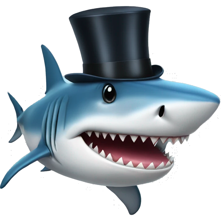 Shark with a top hat emoji