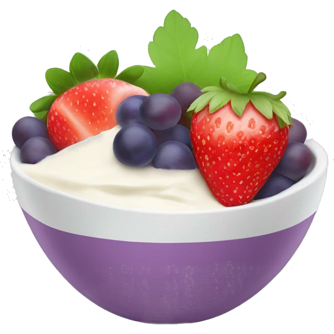 fruit yogurt bowl with strawberries and grapes emoji