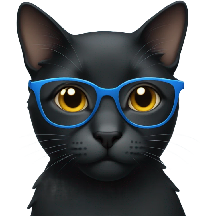 Black cat with blue glassess emoji