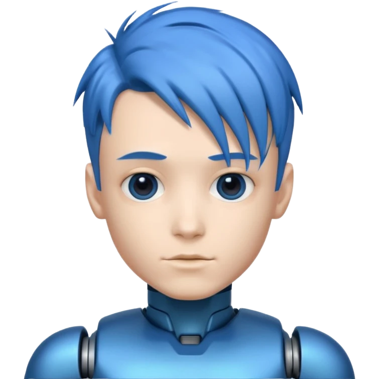 A robot boy with blue hair emoji
