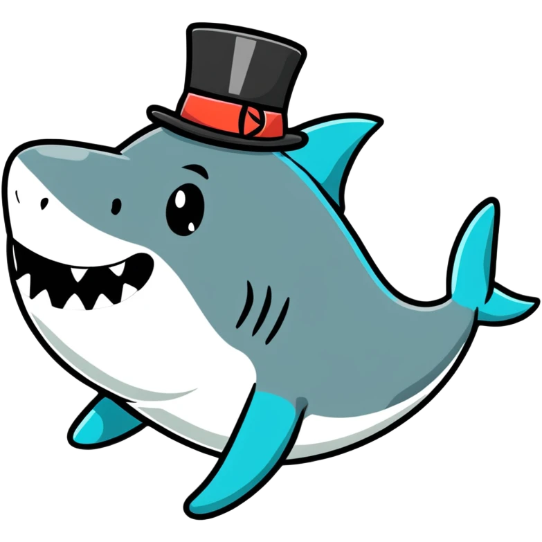 Shark with a top hat emoji