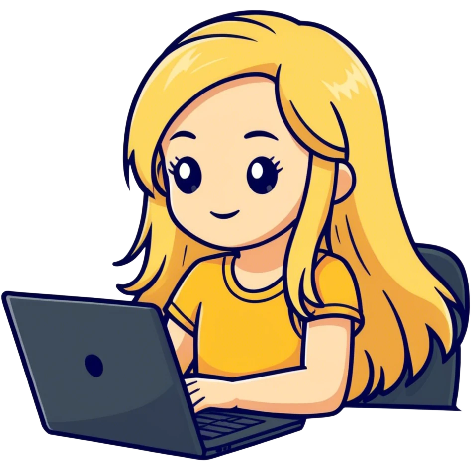 Blonde girl long hair laptop emoji